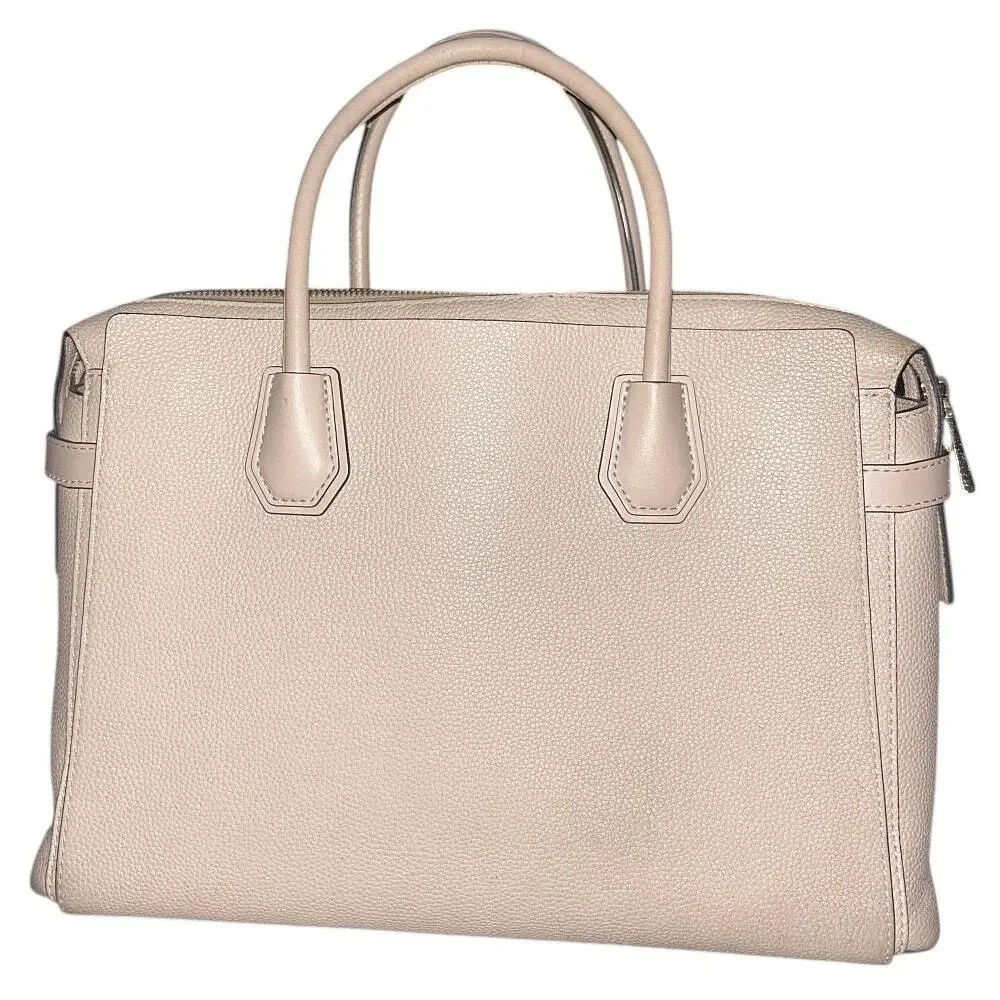 Michael Kors Mercer Large Pebbled Leather Light Pink Belted Satchel